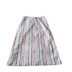 Madewell Cotton Blend Stripped Button Down the Side Skirt Size 4
